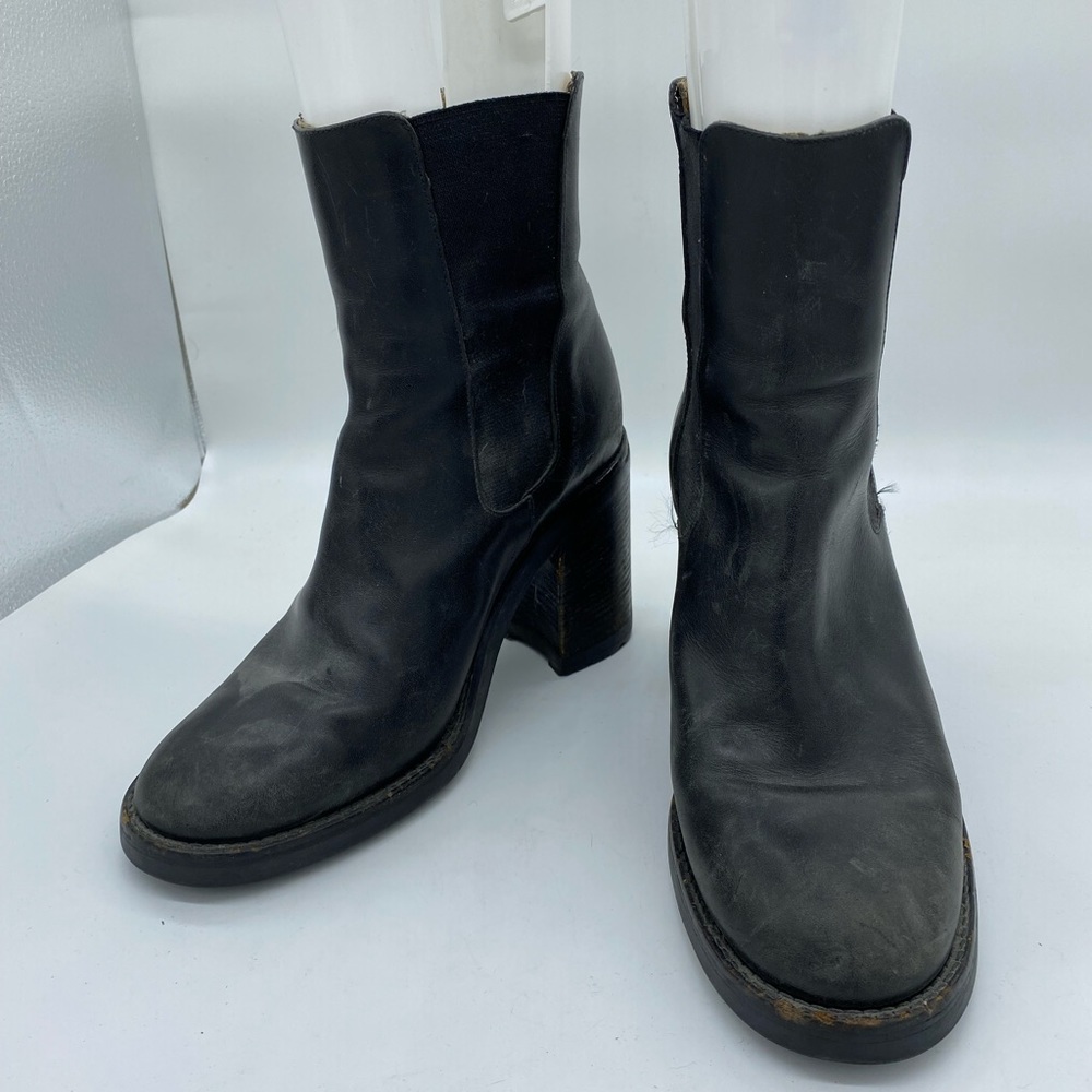 Free Lance 9395 Booties Moto Heeled Boots Black Womens Size 41 10